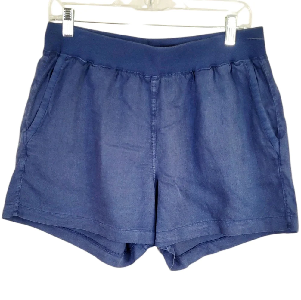 FAHERTY Arlie Day Shorts Faded Navy Linen Blend Large - Picture 5 of 12